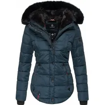 Marikoo Damen Designer Steppjacke Winter Jacke mit edler Kunstpelz Kapuze Lotusblüte