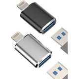iPhone OTG Adapter Kabel(2Pack)Lightning auf USB Stick Tastaturen Kartenlesegerät Kamera Kartenleser Maus Klinke Hub Flash Drive Zubehör für Apple MFI 14 13 12 11 Pro Max Mini 8 7 Plus X Xs Xr ip-OTG
