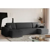 kaiser möbel Ecksofa mit schlaffunktion und bettkasten, Sofa U-form,Couch U-form BEST stoff Neve Dunkelgrau - Dunkelgrau