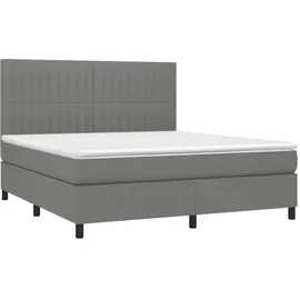 vidaXL Boxspringbett mit Matratze & LED Dunkelgrau 160x200 cm Stoff