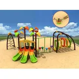 Outdoor Spielplatz für Kinder mit Rutschen und Hindernissen Kletterwand