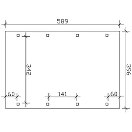 SKANHOLZ Walmdach Carport Spreewald 3,96 x 5,89 m imprägniert mit EPDM-Dach und Pfostenanker