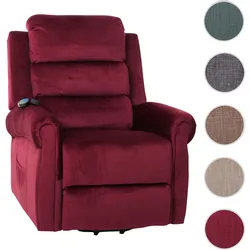 Fernsehsessel HWC-K63, Relaxsessel, Liegefunktion Aufstehhilfe Massage Heizfunktion, Stoff 220g/m¬≤ Chenille ~ bordeaux