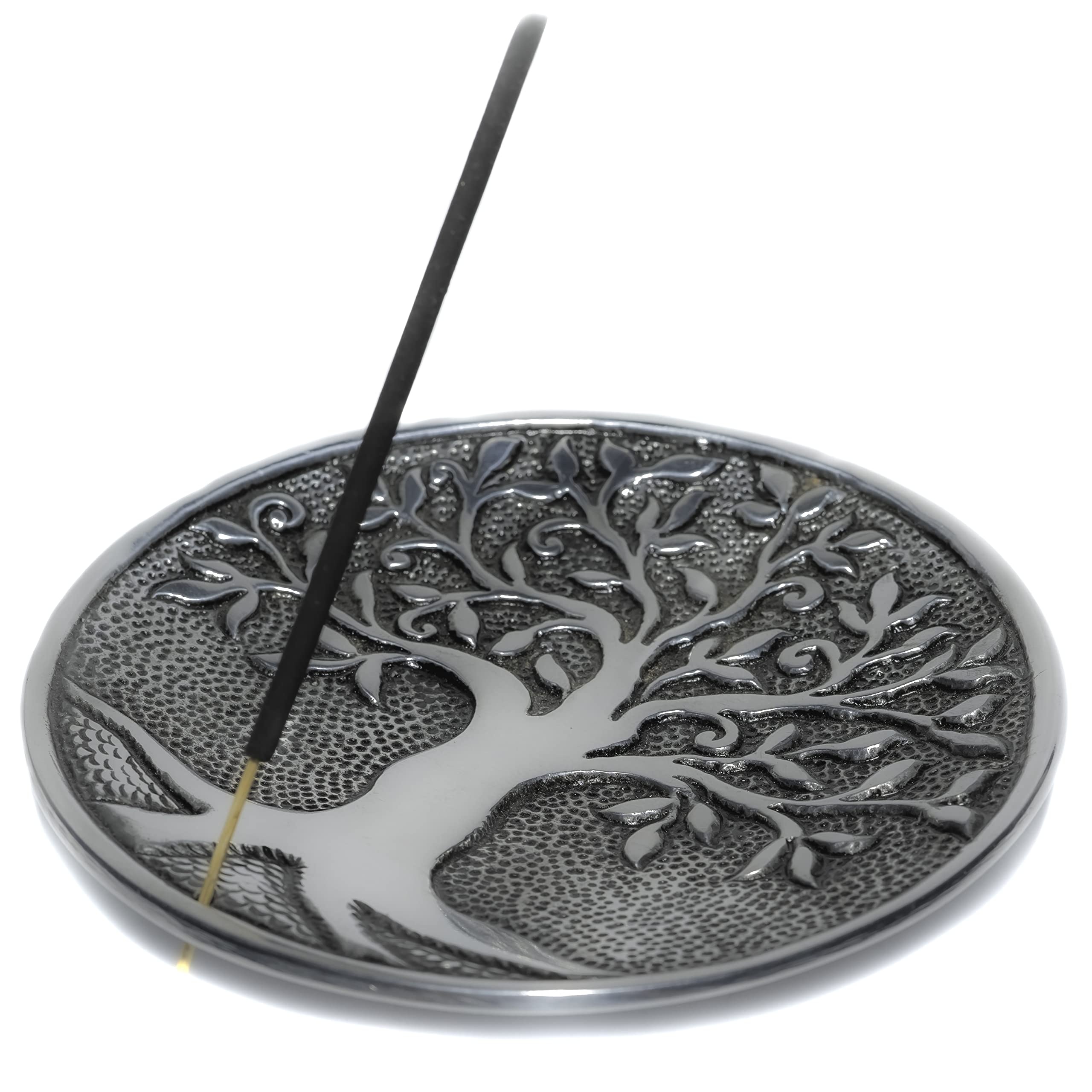 Berk Incense Stick Holder Round Metal with Tree of Life