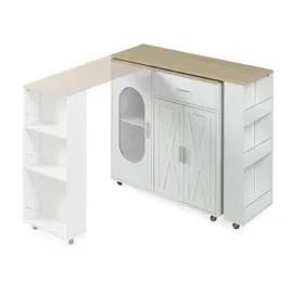 [en.casa] Kücheninsel Kudebola 115 x 40 x 94 cm Eicheoptik/Weiß
