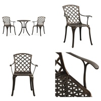 vidaXL 3 tlg. Bistro Set Aluminiumguss Bronzen - Bistroset - Bistrosets - Bistro-Set - Bistro-Sets