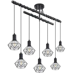 Hängeleuchte, Käfig Design, schwarz-matt, H 100 cm