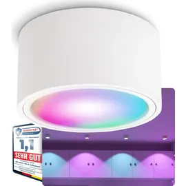 SSC-LUXon CELI-X Aufbaustrahler weiß flach mit LED Lampe kompatibel mit Alexa, Siri & Google - Spot mit Smart LED RGB+W GX53