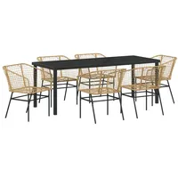 VidaXL 7-teiliges Garten-Ess-Set Braun Poly-Rattan
