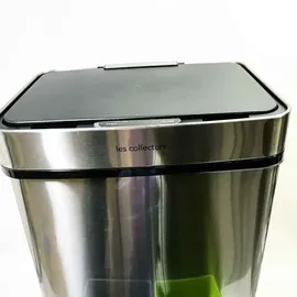 Les Collectors Sensormülleimer Gebürsteter Edelstahl N°1012, Fassungsvermögen 69L, 3 Fächer (47+11+11L), Automatische obere Öffnung, Infrarot-Erkennungssystem, Leise Schließung, Design