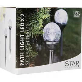 Star Trading Solarleuchte Edelstahl, Glas, Kunststoff 39,0 cm 2er Set silber