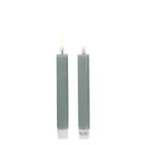 Deluxe Homeart LED Stabkerzen Mia Tafelkerzen Echtwachs 15cm salbeigrün