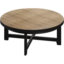 BO | Bistro Lounge Tisch | Ø80xH32cm | 25mm | Schwarzer Rand | Eiche/ Schwarz