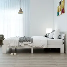 ULIFE Massivholz-Doppelbett 140 x 200 cm Weiß