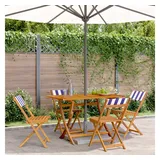 vidaXL Gartenstühle 4 Stk. Klappbar Blau und Weiß Stoff und Massivholz