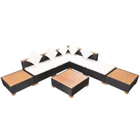 vidaXL Garten-Lounge-Set 8-tlg. schwarz-braun/cremeweiß