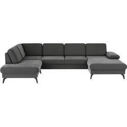 Wohnlandschaft SIT & MORE "Morris U-Form, inkl. Sitztiefenverstellung", braun (schlamm), B:335cm H:82cm T:212cm, 95% Polyester 5% Polyamid, Sofas, wahlweise mit Armteilverstellung, Bettfunktion & Bettkasten