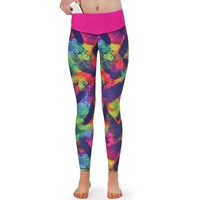 Formbelt Damen lange Laufhose-Hoher Bund. Atmungsaktiv. mit Handytasche-brazil bunt