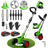 Rasentrimmer mit 2X 2000mAh Akku,48V Rasenkantenschneider mit 3 Arten von Schneidklingen,Freischneider,3-in-1-Rasentrimmer,Akku Rasentrimmer für effiziente Rasenpflege und Unkrautbeseitigung