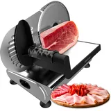 Cecotec Aufschnittmaschine aus Metall Rock'Ncut Advance. 180W Leistung, 190mm Scheibe, Schnittstärkeneinstellung 0-15mm, abnehmbare Quickout-Scheibe, Edelstahlwagen, Stabilität und Sicherheit