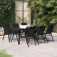 VidaXL 7-tlg. Garten-Essgruppe Schwarz