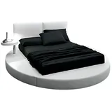 JVmoebel Rundbett Rundes Bett Rund Design Betten Leder Doppel Luxus Hotel Gestell, Made in Europa weiß