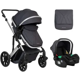 KIKKABOO Kinderwagen Darling 3 in 1 Sportsitz Tragetasche Autositz Wickeltasche grau gemustert