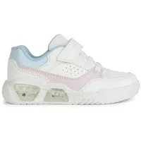 GEOX J ILLUMINUS Girl A Sneaker, White/PINK, 34 EU