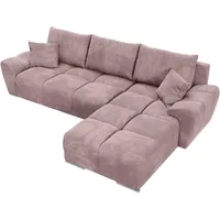 BROMARKT NUBES Ecksofa - Eckcouch mit Schlaffunktion und Bettkasten - Wohnzimmer Couch - Eckcouch - Sofa L Form - Bettsofa - Wohnzimmer Möbel - Big Sofa mit Schlaffunktion - 294x184 cm - Altrosa