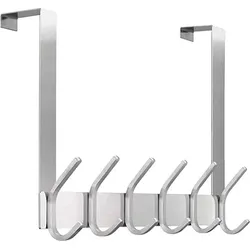TOJ Türgarderobe mit 12 Haken - Handtuchhalter - Garderobe Modern und Industriell - Edelstahl - 43CM - Silber