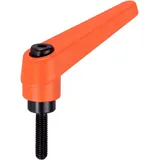 Halder 24400.0010 Verstellbare Klemmhebel, Orange, d1=13 mm / d2=M4 / l1=12 mm