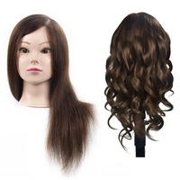 ErSiMan Professioneller weiblicher Frisierkopf mit Haar, 100 % Echthaar, 45,7 cm, Manikin-Kopf für Dauerwelle Färben Haar Friseur-Übungskopf mit Tischklemme