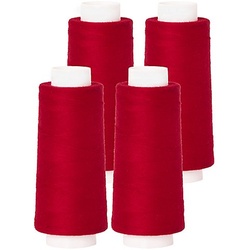 buttinette Overlockgarn im 4er-Pack, Stärke 120, 2500m-Spule, rot