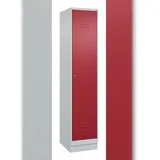 C+P Spind Classic PLUS, Sockel, 1 Abteil, HxBxT 195x40x50cm, Zylinderschloss, Hellgrau/Rubinrot von PROREGAL