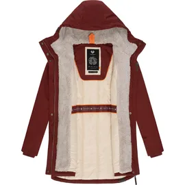 Ragwear Damen Wintermantel warm gefütterter Parka lang wasserdicht mit Kapuze Elsie Melange Wine Red Gr. 5XL - 5XL