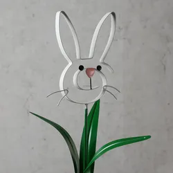 Gartenstecker Hase BUNNY - Osterhase - Gartendekoration - H: 61,5cm - grau