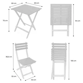 sweeek - Gartentisch aus Akazienholz, 2 Klappstühle - Terrakotta - Orange
