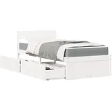 vidaXL Bett mit Schubladen und Matratze Weiß 100x200 cm Massivholz
