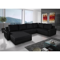Fun Möbel Couchgarnitur GRADO mit Schlaffunktion Ottomane Links Schwarz