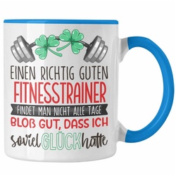 Trendation Tasse Fitnesstrainer Tasse Geschenk Dankeschön Bester Fitnesstrainer Der We blau