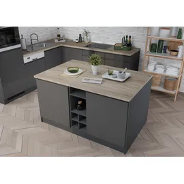 kochstation Kücheninsel KS-Virginia 153 x 100 x 85 cm Schwarz