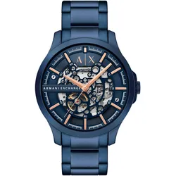 Automatikuhr ARMANI EXCHANGE, blau, Armbanduhren, Herren, Armbanduhr, Herrenuhr, Mechanische Uhr, Edelstahlarmband, analog