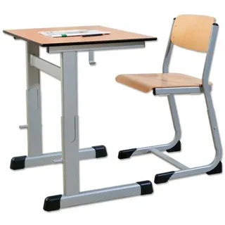 Einer-Schülertisch mit L-Fuß und Rollen, höhenverstellbar