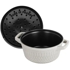 Staub Cocotte Twister Schmortopf rund, 20cm weißer Trüffel