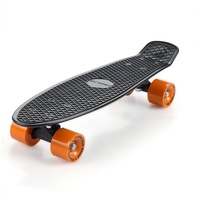 monzana Skateboard ohne LED-Rollen, Monzana Skateboard 22 Zoll ABEC 7 Retro Pennyboard 100kg belastbar schwarz ohne LED-Rollen