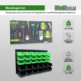 Trutzholm Wandregal Stapelboxen Werkzeughalter Hakenset 52 tlg