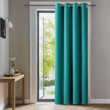Deconovo Blickdichte Gardinen Vorhang Blickdicht Ösenvorhang Blickdicht Thermovorhang Kälteschutz Thermo gegen Kälte Thermogardine Hitzeschutz, 290x140 cm(HöhexBreite), Türkis, 1 Stück