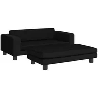 vidaXL Kindersofa mit Hocker Schwarz 100x50x30 cm Samt