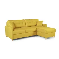 Fun Möbel Ecksofa Schlafsofa MOLDE Stoff (KRONOS) Gelb Ottomane