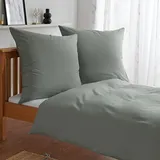 Traumschlaf Uni Feinbiber Bettwäsche 240x220 cm + 2x 80x80 cm | grau - grau